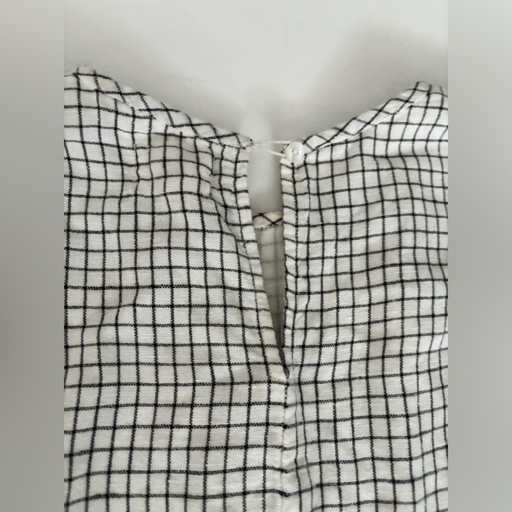 Laude the label Ayla top natural checker linen blend eco friendly top S - Picture 10 of 10